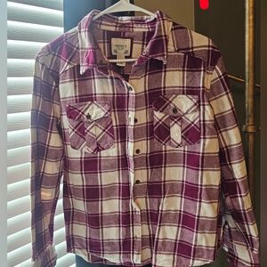 Forever 21 Burgundy and White Plaid Shirt